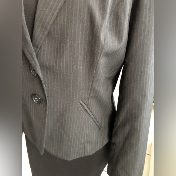 Worthington Black Pinstriped, Two  Button Blazer with collar and front pockets. - Picture 12 of 14